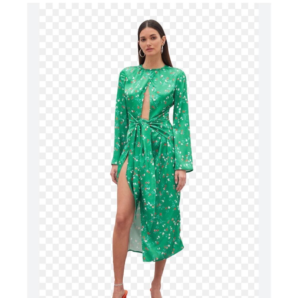 NEW Atoir REVOLVE Size 4 Green Floral Wrap Dress Vacation Aries Garden Spring